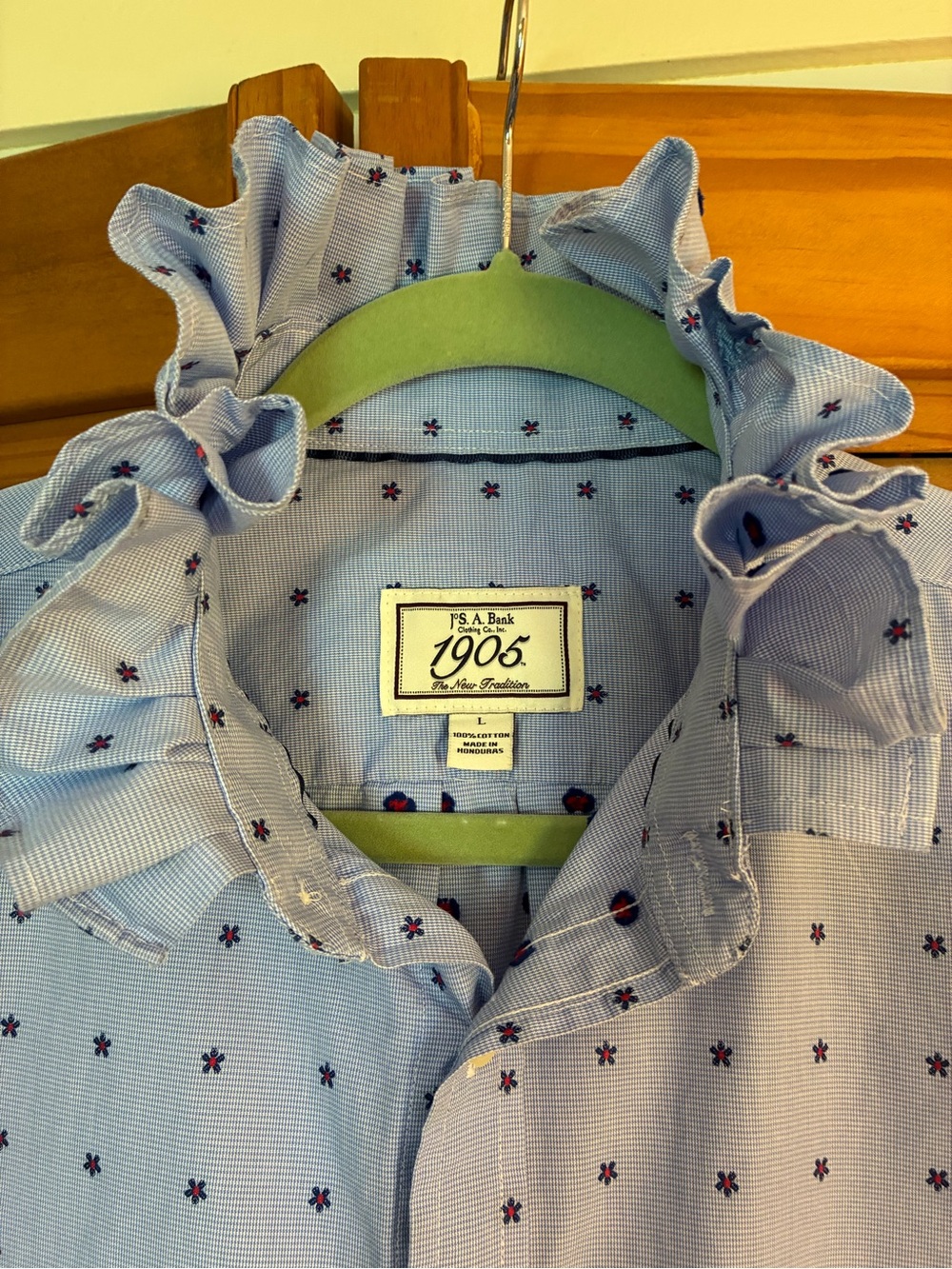 Jos. A. Bank Light Blue Star-Print Tie-Front Button Down - Picture 7 of 7